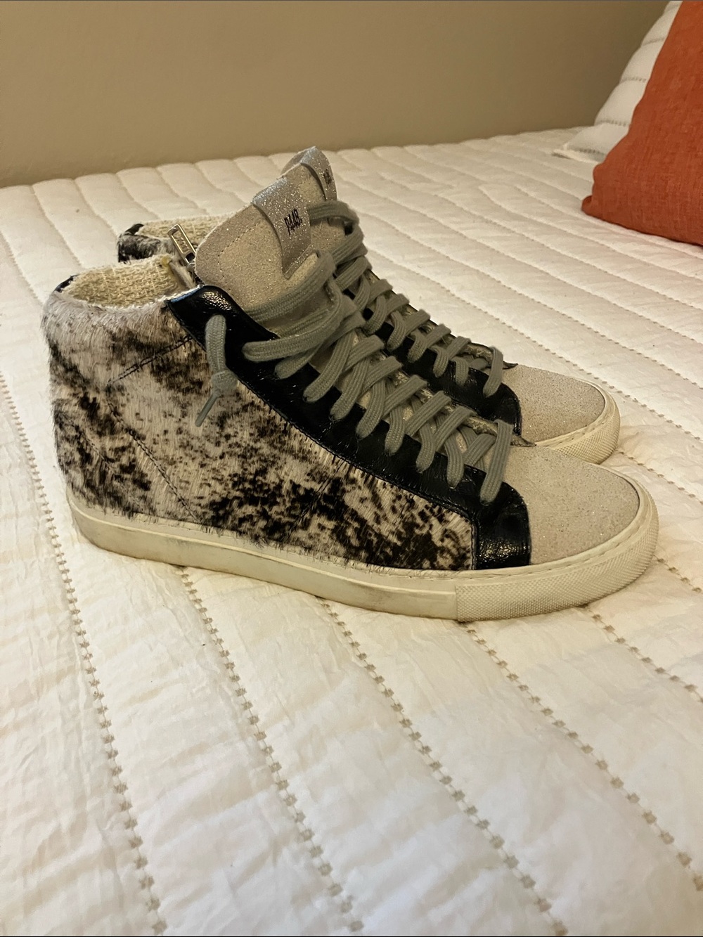 P448 SKATE RECYCLED WHITE Pink High Top Sneakers
